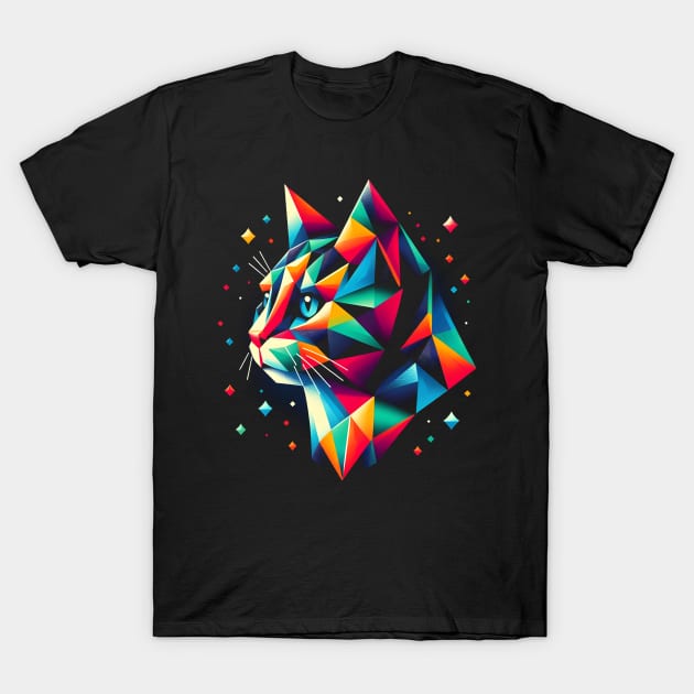 Geometric Cat  An Abstract Artwork Colorful Design T-Shirt by FreshIdea8